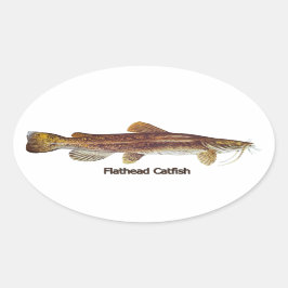 Flathead Catfish Ovaler Aufkleber