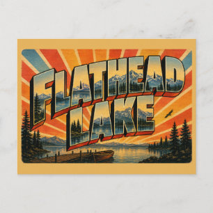 Flathead Lake Montana Gletschersee Berg Kunst Postkarte
