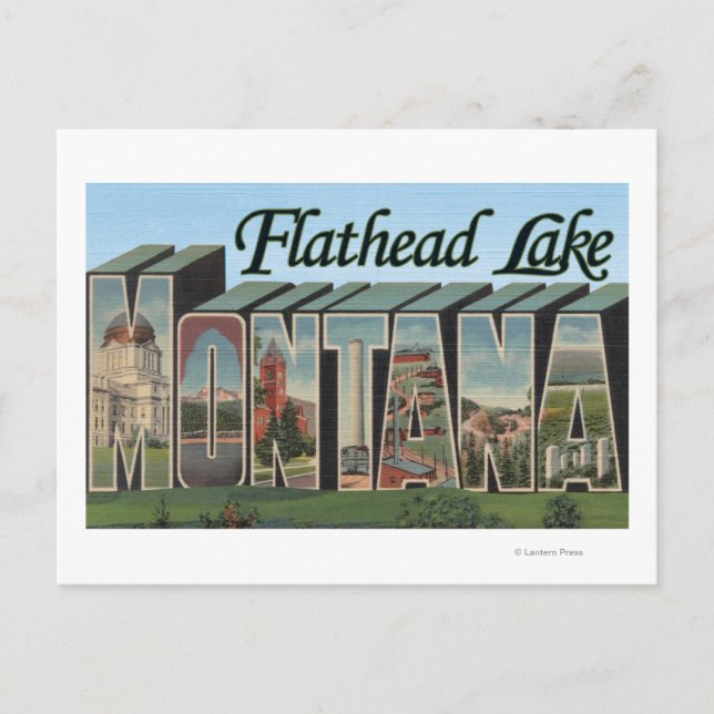 Flathead Lake, Montana - Große Briefmarkenszenen Postkarte (Vorderseite)