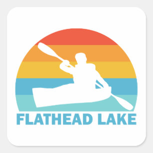 Flathead Lake Montana Kayak Quadratischer Aufkleber