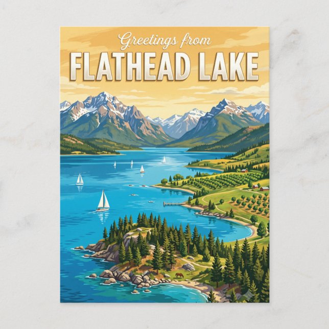 Flathead Lake Montana Postkarte (Vorderseite)