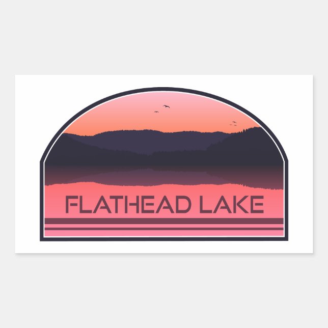 Flathead Lake Montana Red Sunrise Rechteckiger Aufkleber (Vorderseite)