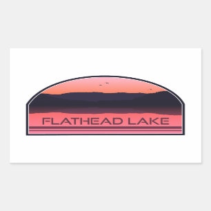 Flathead Lake Montana Red Sunrise Rechteckiger Aufkleber