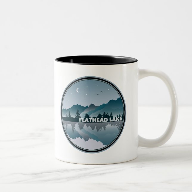 Flathead Lake Montana Reflektion Zweifarbige Tasse (Rechts)