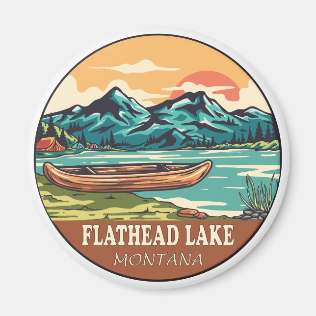 Flathead Lake Montana Schifffahrtsmarke Magnet (Vorne)