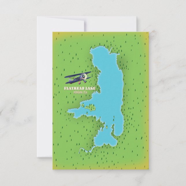 Flathead Lake Montana USA Karte Reiseplakat. (Vorderseite)