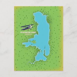 Flathead Lake Montana USA Karte Reiseplakat.