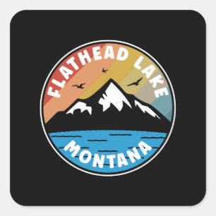 Flathead Lake - Montana Vintage Quadratischer Aufkleber