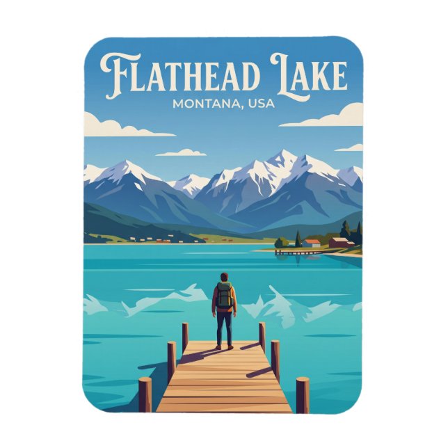 Flathead Lake USA wird zu Flathead Lake USA. Magnet (Vertikal)