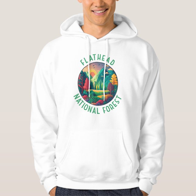 Flathead National Forest Montana Distressed Circle Hoodie (Vorderseite)