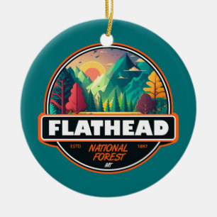 Flathead National Forest Montana Emblem Keramik Ornament