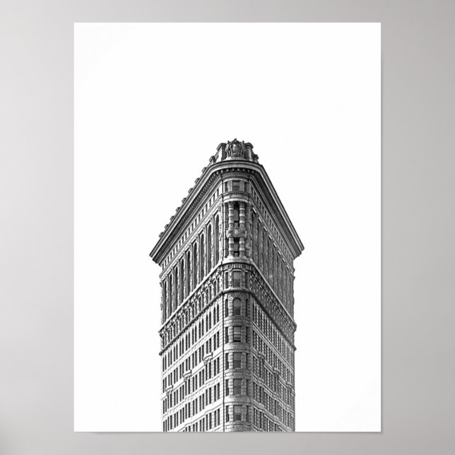 Flatiron Gebäude Black & White Minimalistisch Post Poster (Vorne)