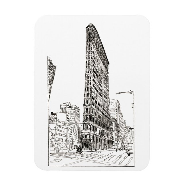 Flatiron Gebäude New York City Illustration Magnet (Vertikal)