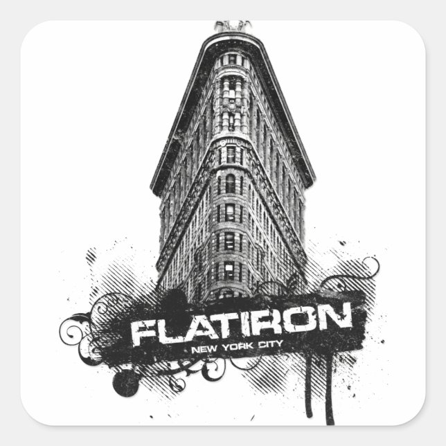 Flatiron Gebäude New York City Quadratischer Aufkleber (Vorderseite)