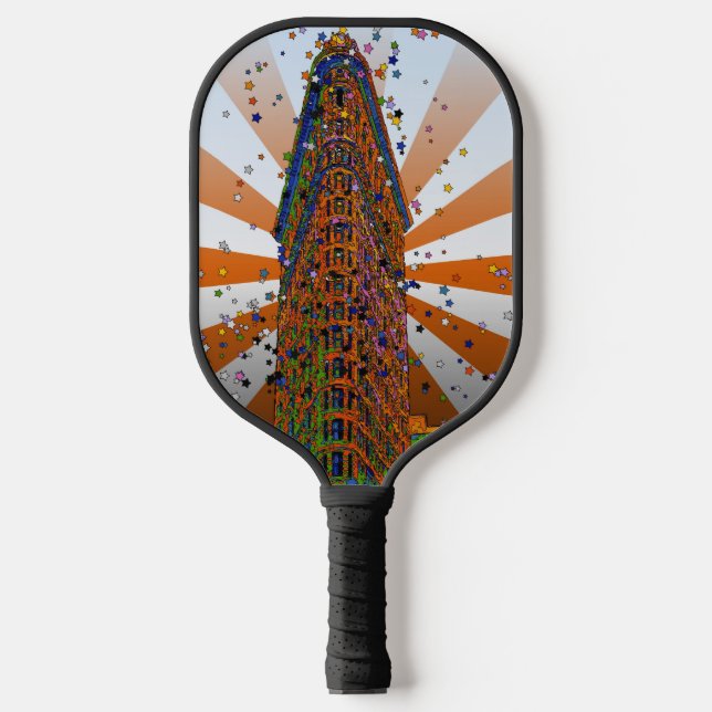 Flatiron Gebäude - Orange & White Rays Pickleball Schläger (Vorderseite)