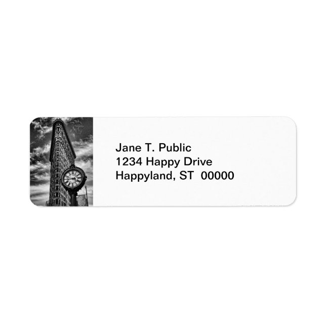 Flatiron Gebäude und Uhr in Schwarz und Weiß (Vorne)