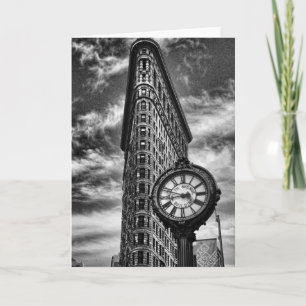 Flatiron Gebäude und Uhr in Schwarz und Weiß Karte