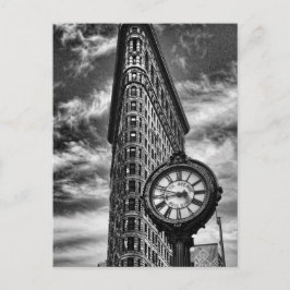 Flatiron Gebäude und Uhr in Schwarz und Weiß Postkarte