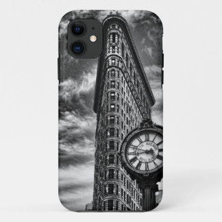 Flatiron Gebäude und Uhr in Schwarzweiss-1C2 iPhone 11 Hülle
