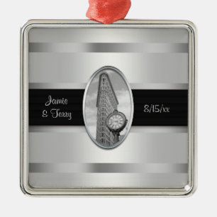 Flatiron Gebäude White Silver BW Hochzeitsdekorati Ornament Aus Metall