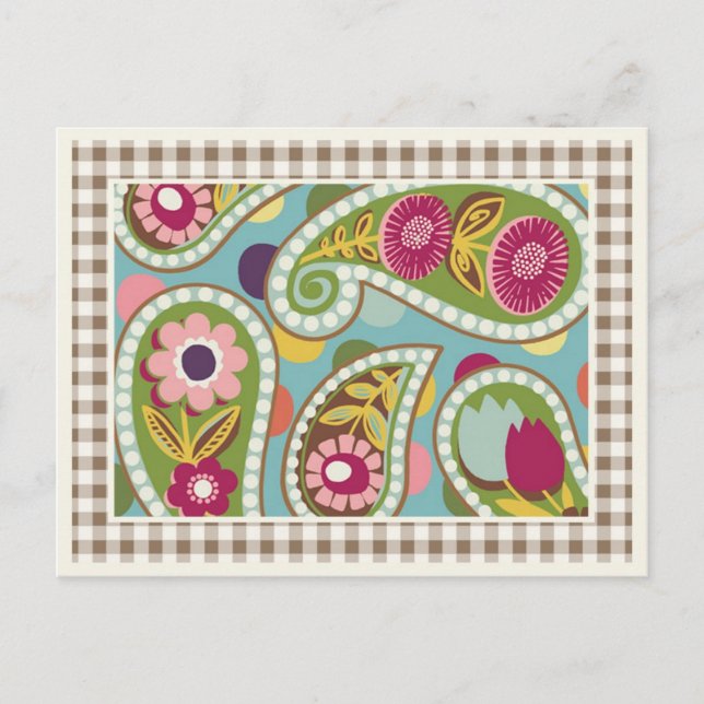 Flatter Paisley - Aqua- Postkarte (Vorderseite)