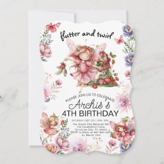 Flatter und Twirl Little Fairy zum Geburtstag Einl Einladung