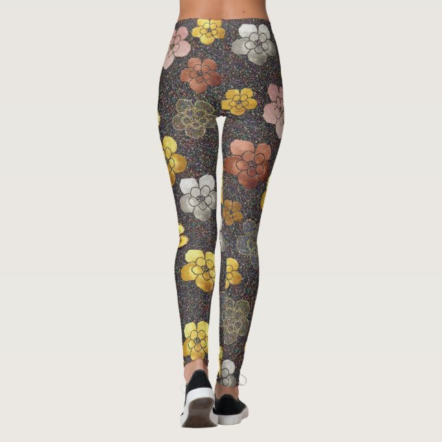Flattering florale Leggings auf dunklen Jewel Tone (Rückseite)