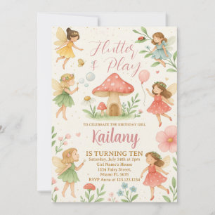 Flattern und spielen Fairy Birthday Einladung