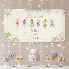 Flattern und wirbeln Fairy Garden Aquarell Geburts Banner