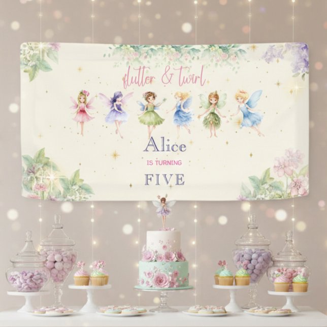 Flattern und wirbeln Fairy Garden Aquarell Geburts Banner (Von Creator hochgeladen)