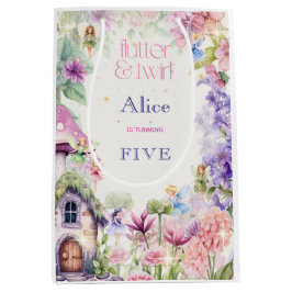 Flattern und wirbeln Fairy Garden Aquarell Geburts Mittlere Geschenktüte