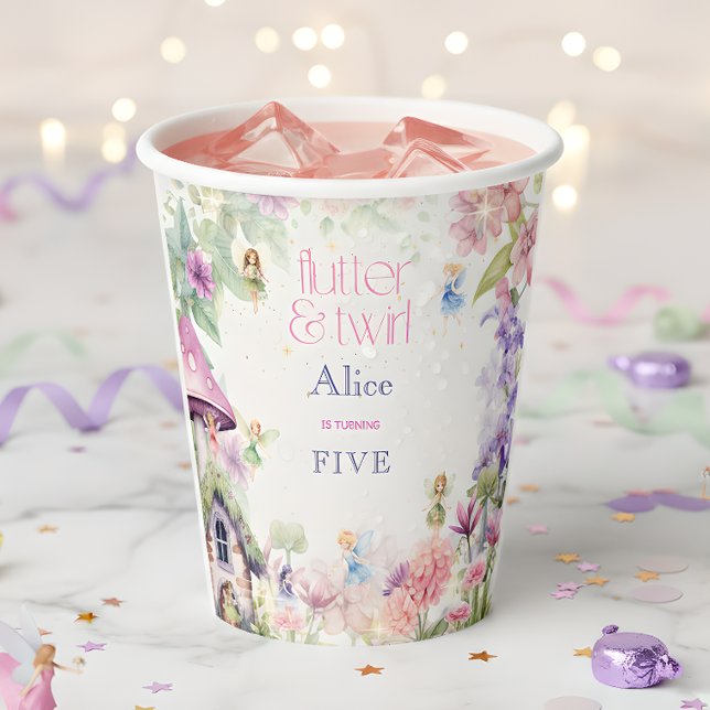 Flattern und wirbeln Fairy Garden Aquarell Geburts Pappbecher (Von Creator hochgeladen)