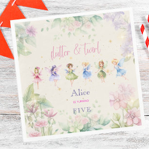 Flattern und wirbeln Fairy Garden Aquarell Geburts Serviette