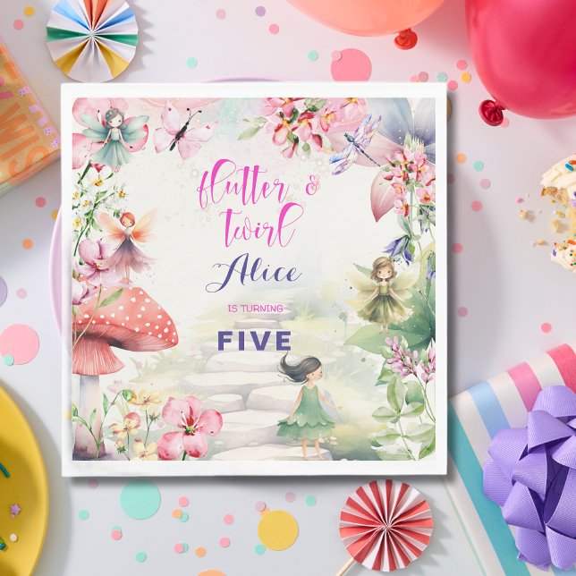 Flattern und wirbeln Fairy Garden Aquarell Geburts Serviette (Von Creator hochgeladen)