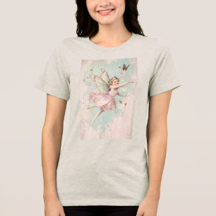 Flattern und wirbelnde Blumenfee Mädchen Tri-Blend Shirt