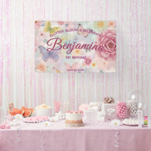 Flatternde Blüte Feiern Rosa Lila Mädchen Party Banner