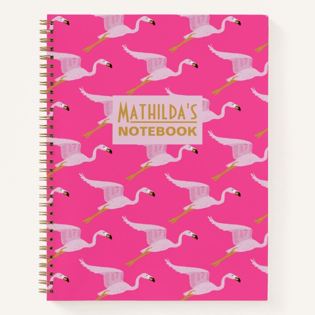 Flatternde Flamingos Notizbuch (Vorderseite)
