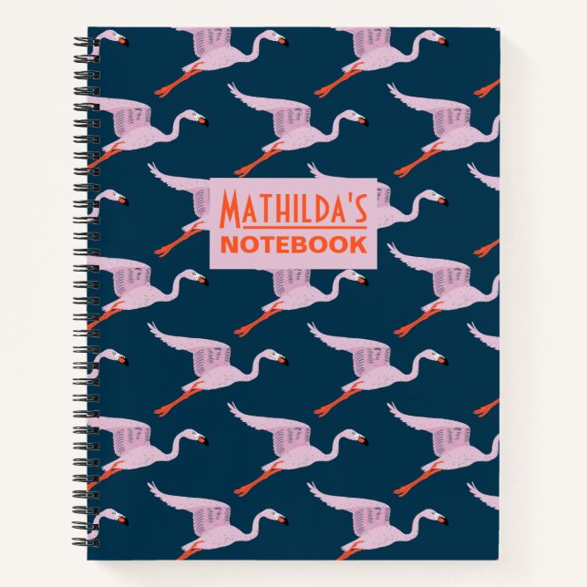 Flatternde Flamingos Notizbuch (Vorderseite)
