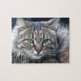 Flaumige Grün-Mit Augen Tiger-Miezekatze-Katze Puzzle