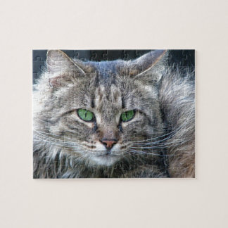 Flaumige Grün-Mit Augen Tiger-Miezekatze-Katze Puzzle