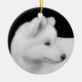 Flaumige Samoyed-Hundeverzierung Keramik Ornament