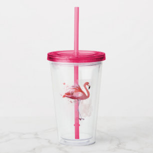 Flaumiger Flamingo Acryltrinkbecher