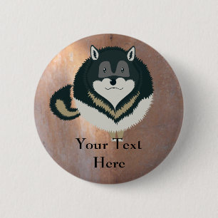 Flaumiger Wolf-Knopf Button