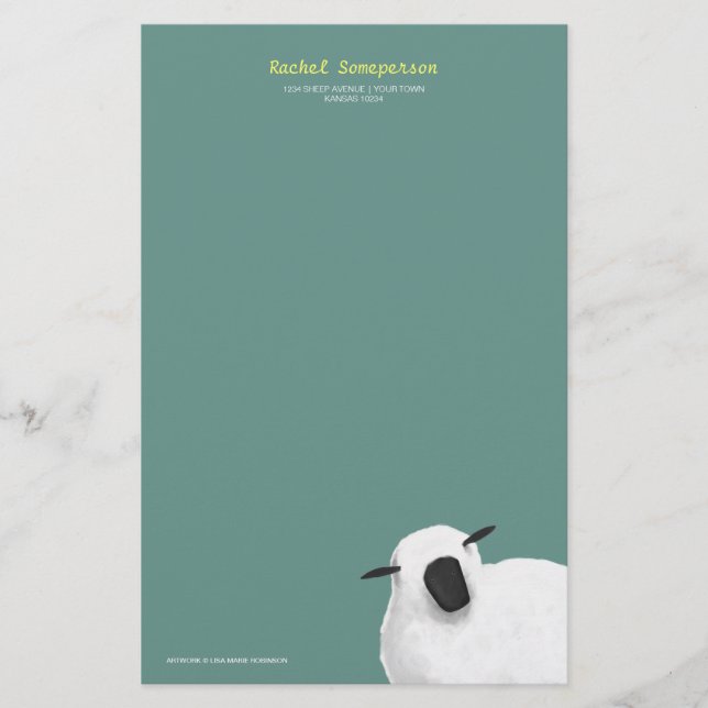 Flaumiges Schafe Personalizable Briefpapier (Vorderseite)