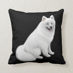 Flaumiges weißes Samoyed-Hundekissen Kissen