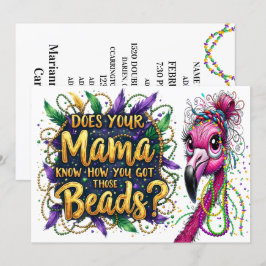 Flaunty Flamingo Mardi Gras Einladung