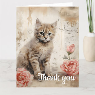 Flauschig Tabby Kätzchen Vielen Dank 13 Dankeskarte
