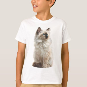 Flauschige Blaue Augen Ragdoll-Katze Illustration T-Shirt