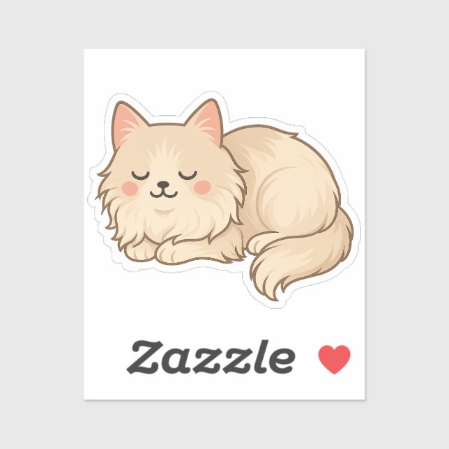 Flauschige Creme-Perserkatze schlafend Aufkleber (Blatt)