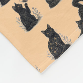 Flauschige gruselige schwarze Katze Fleecedecke